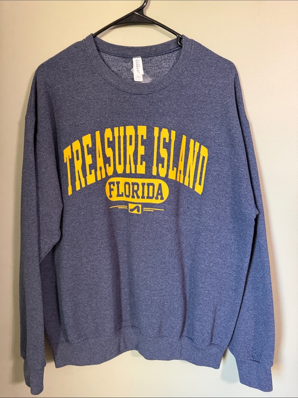 Jerzees Heather Blue Treasure Island Florida Crewneck Sweatshirt
